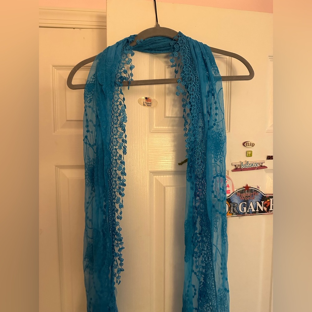 Elegant Blue Lace Scarf